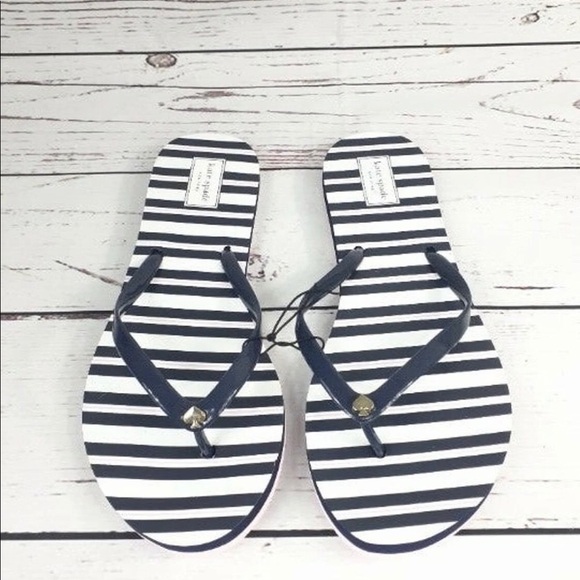 Kate Spade ♠️ Sandals Pink and Blue Stripes - Picture 1 of 4